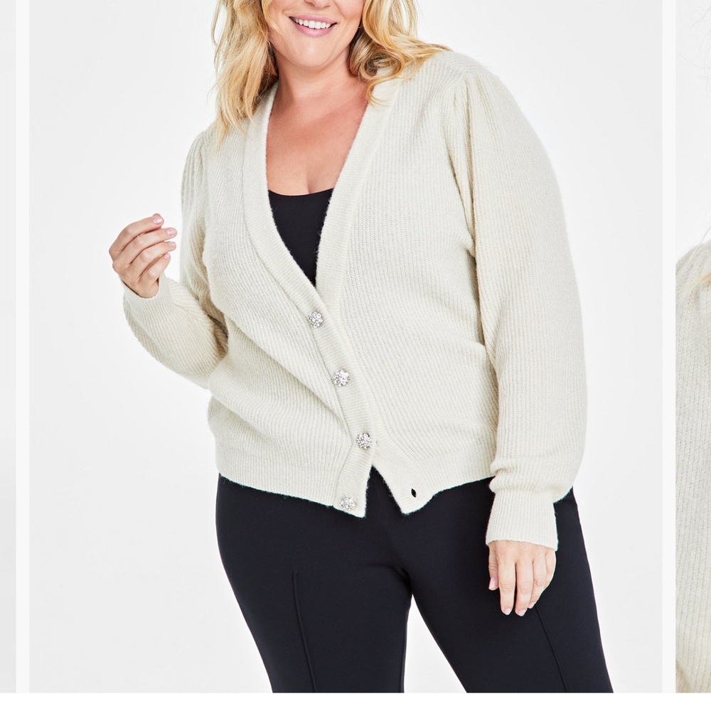 On 34th Elegant Ivory  Cardigan with Sparkly Button Accents